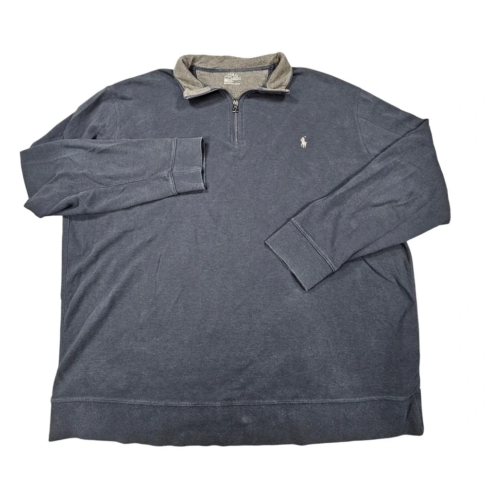 Polo Ralph Lauren Sweater Mens 2XLT Tall Navy Lightweight Quarter Zip Pullover